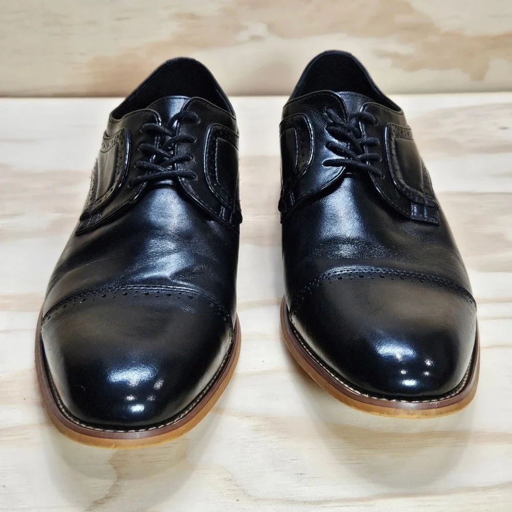 Stacy Adams Dickinson Mens Black Leather Cap Toe Oxford Shoes 25066-001 10.5M